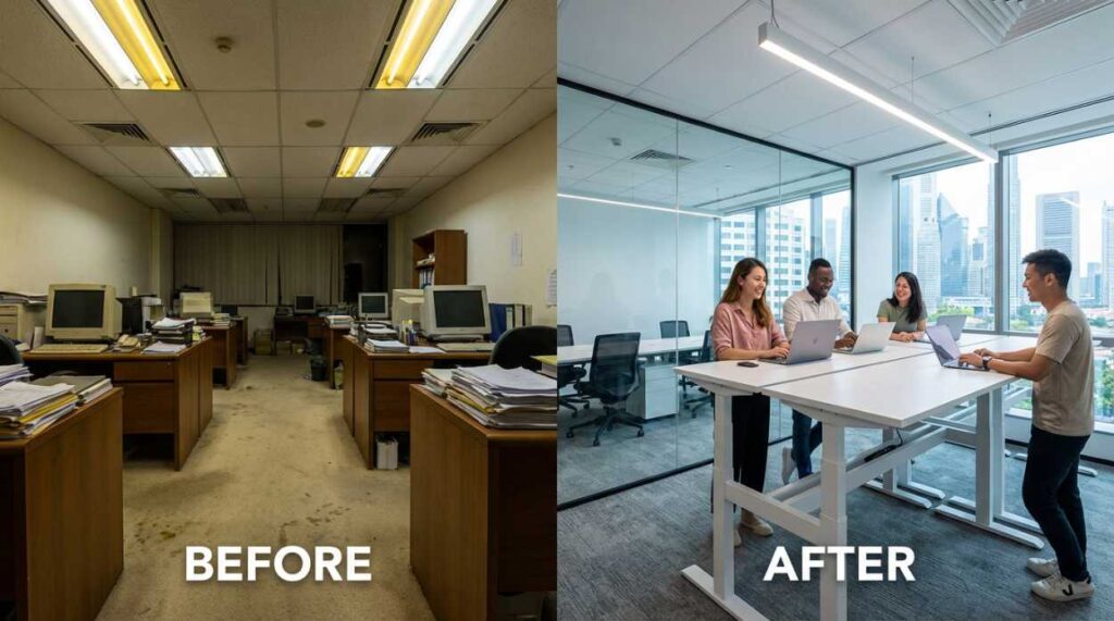 before / after office renovation cost

