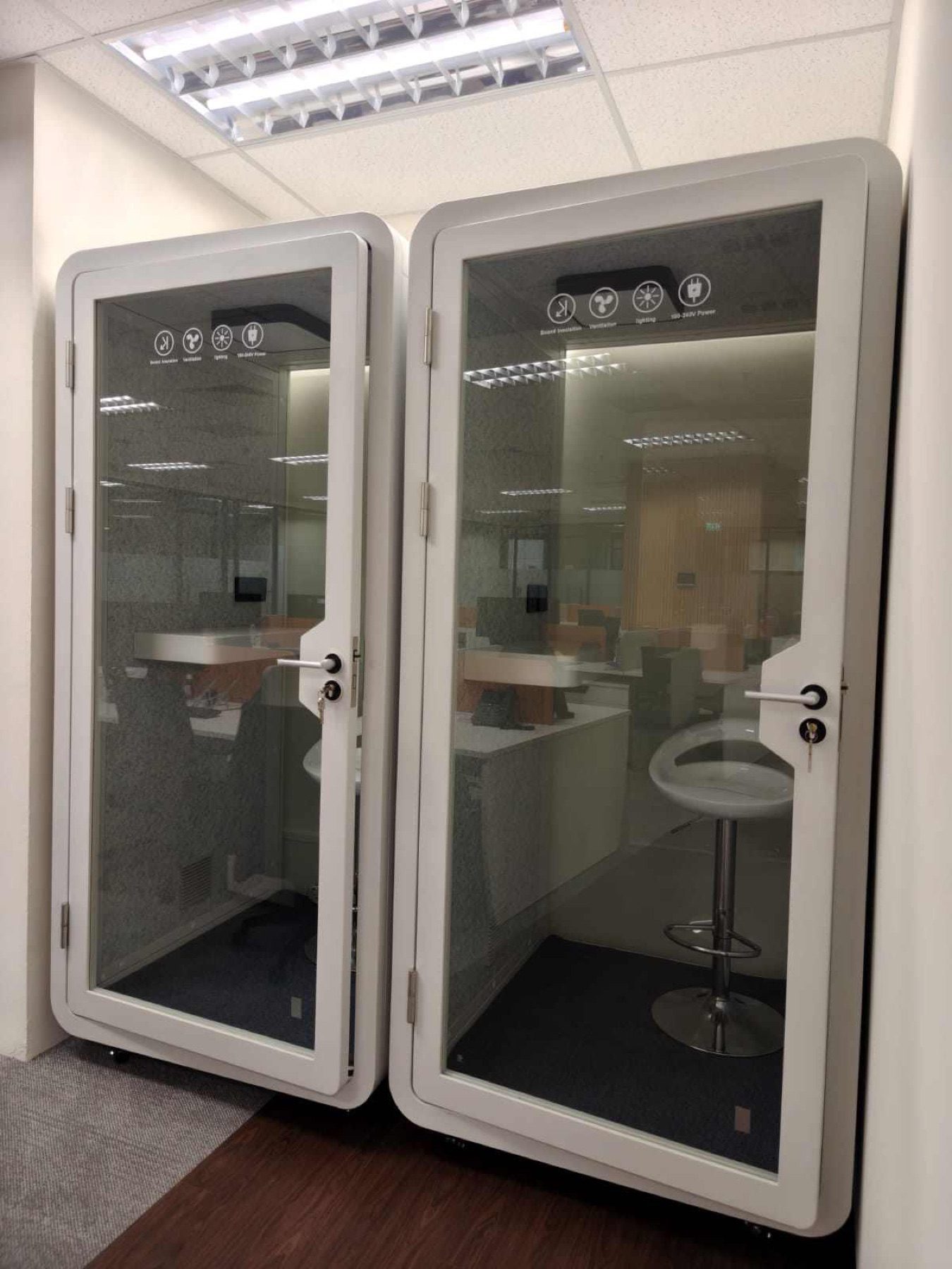 Two enclosed phone booths for private calls, 78 Shenton Way
